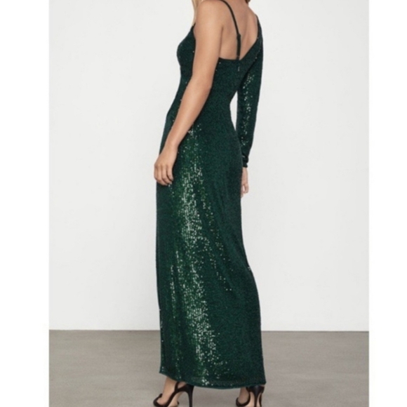 BCBGMaxAzria One Shoulder Green Sequin Dress - Picture 4 of 8